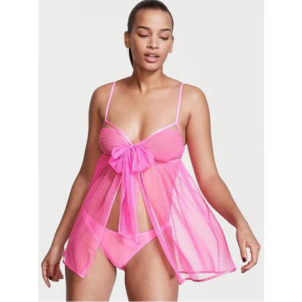 Victoria's Secret Hot Pink Sheer Chemise